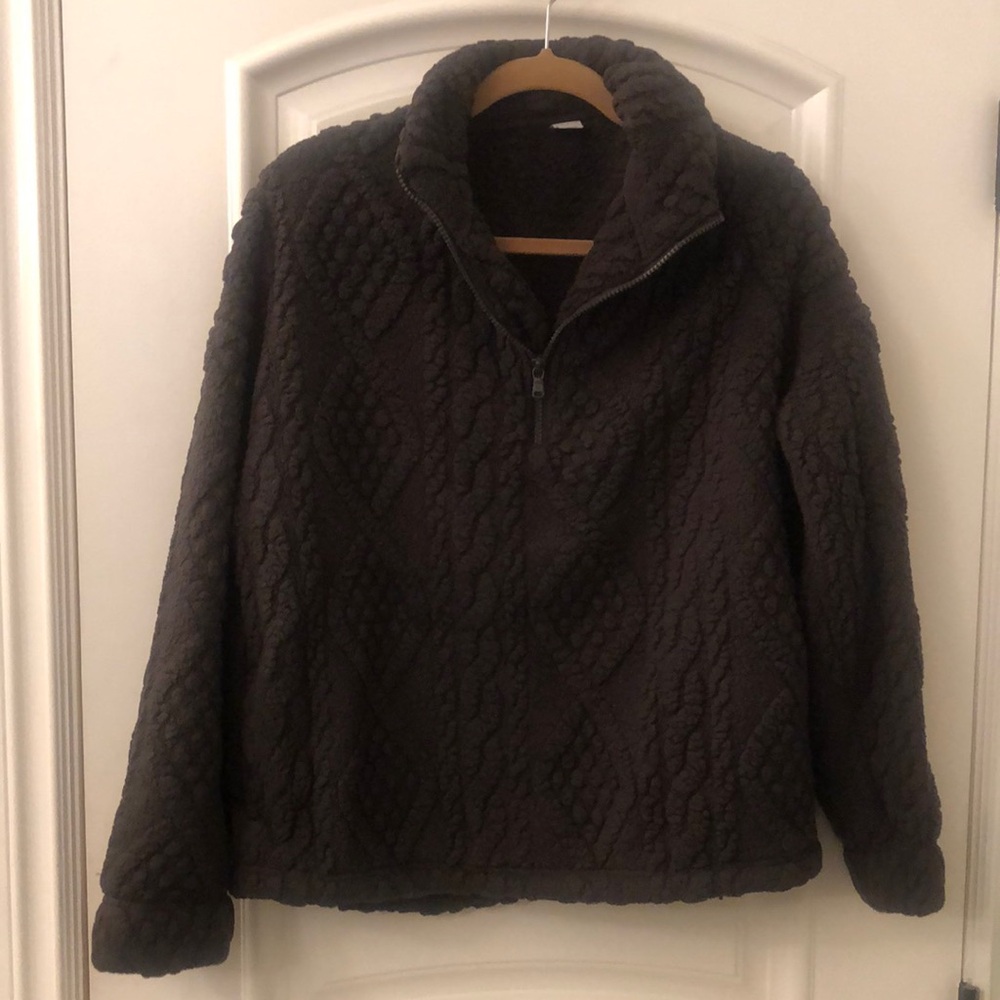 Cozy Brown Quarter-Zip Pullover Sweater